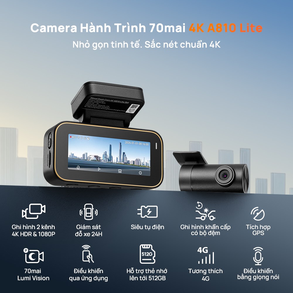 70mai A810-1 Lite (Trước + Sau) - ảnh 3