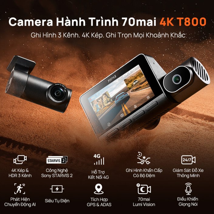 70mai T800-2 + 128G (3 Mắt)